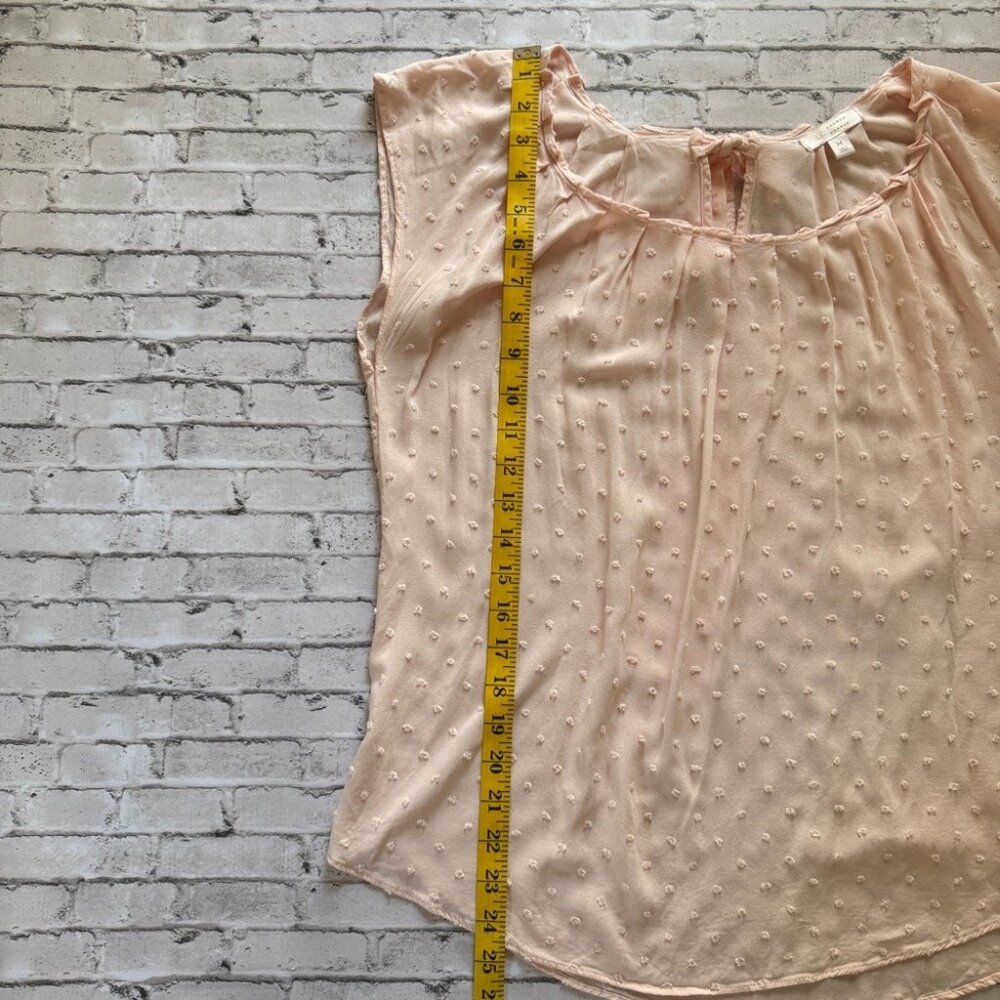 LC Lauren Conrad Light Pink Swiss Dot Women's Cap Sleeve Blouse Size M - Picture 7 of 10
